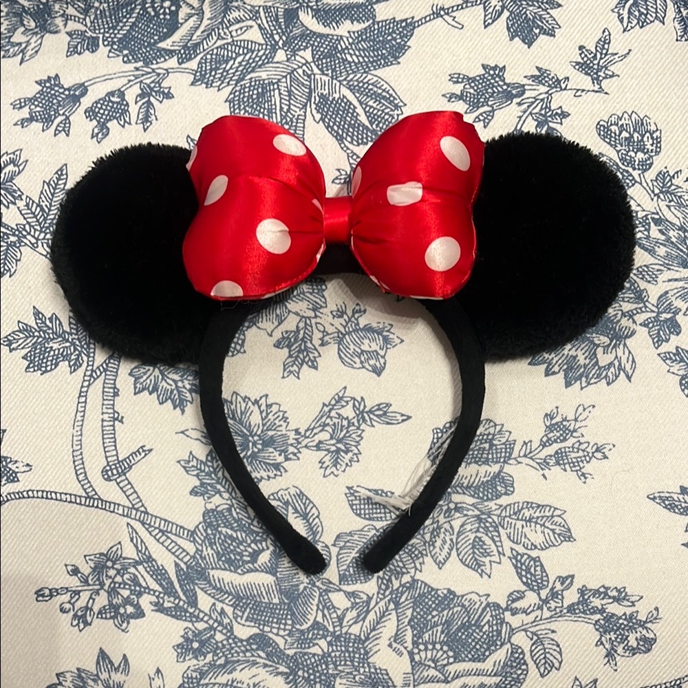 Disney Minnie Mouse Ears Headband with Red Polka Dot Bow